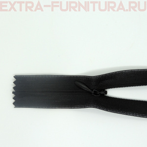 Молния потайная № 3, 60 см, цв. 322 черный п/э пл.9,3 гр/м