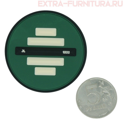 Нашивка силиконовая круг 5см темно-зеленый с черной и молочными полосами