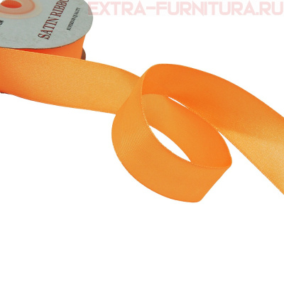 Лента атласная 24 мм цв 074 светло-оранжевый рул. 27,42м