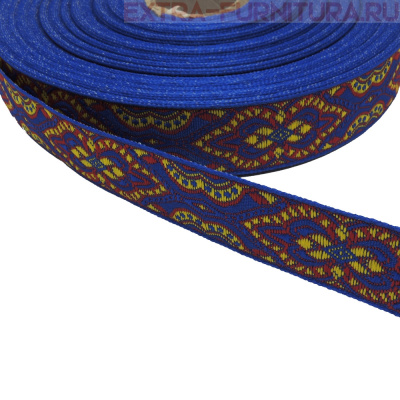 Лента жаккардовая отделочная шир. 24 мм арт. 9192 цв. василек/желтый (рул.25м)