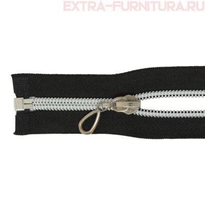 Молния спираль декор Т7 35см цв.черный/серебро