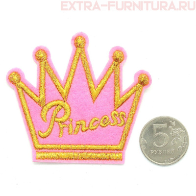 Термоаппликация Корона розовая с золотом